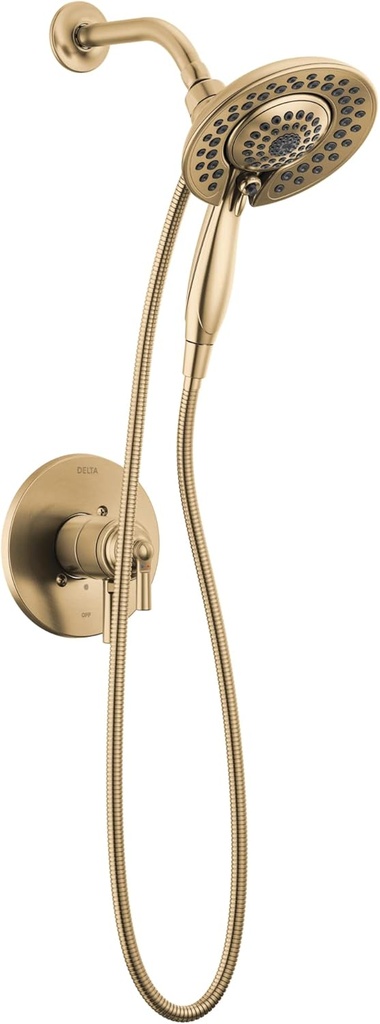 Delta Faucet Saylor 17 Series Gold Shower Valve Trim Kit with In2ition 2-in-1 Shower Head with Handheld Spray, Shower Faucet, Shower Head and Handle, Champagne Bronze T17235-CZ-I (Valve Not Included)