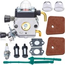 HOODELL FS55 Carburetor, Easy-start FS 55 Carb with Rebuild Kit, Premium FS55R FS45 FS38 HL45 Carburetor for ZAMA STIHL String Hedge Trimmer Weed Eater Parts with Fuel Line Kit
