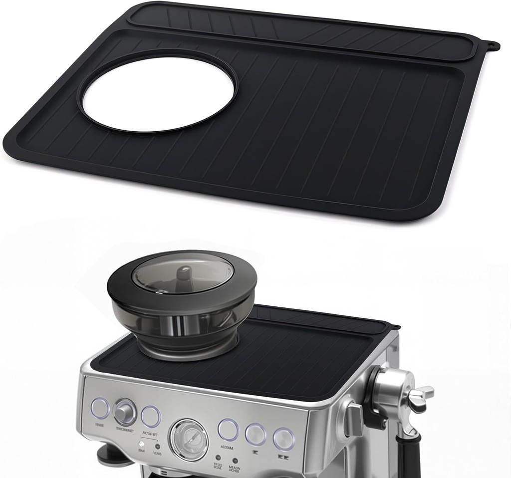 Coffee Tamping Mat for Breville 870/880, Food Grade Silicone Breville Espresso Machine Mat, Non-slip Breville Mat with Raised Edges, Waterproof Heat Resistant Coffee Machine Top Cover Mat