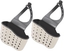 2-Piece Hanging Kitchen Sink Basket Set Thickened Plastic Drain Strainer Adjustable Straps Corner Sink Organizer for Sponges and Dish Soap