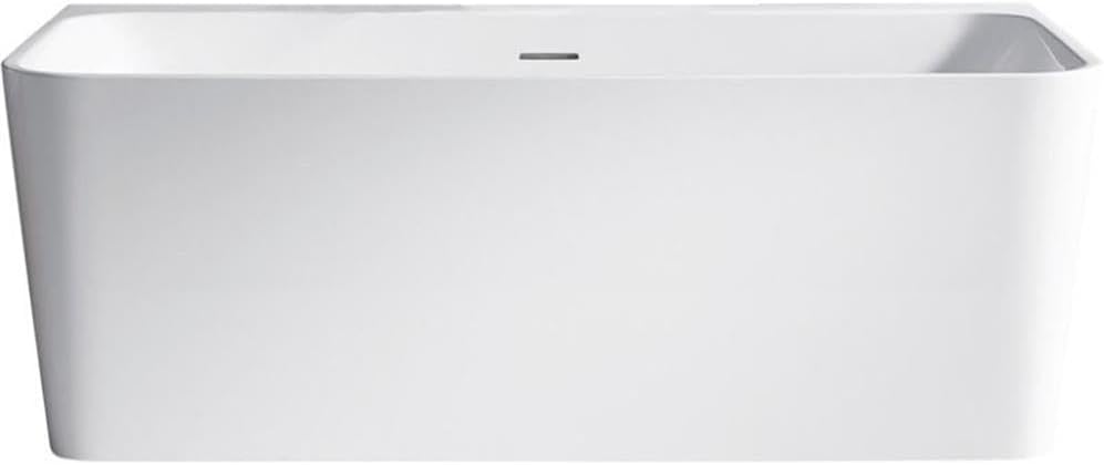 Vinnova Dashiel Acrylic Freestanding Soaking Bathtub with Chrome Finish Overflow in White, 67"