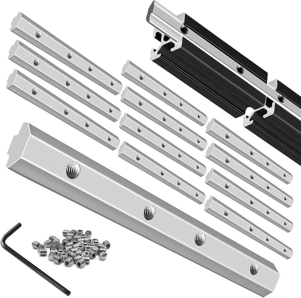 12pcs 4040 Extrusion Straight Connector Joining Plate Corner Bracket 4040 Hardware T-Slot Accessories V-Slot with Screws for 4040 Aluminum Profile 3D Printer Frame Spare Parts Silver