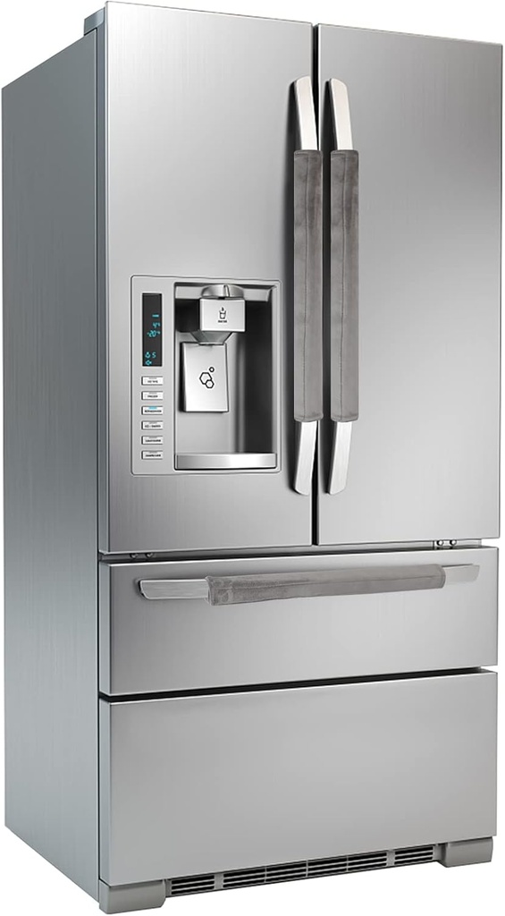 3PCS Refrigerator Door Handle Covers Kitchen Decor Keep Appliance Clean Anti-Static Stains for Fridge Dishwashers Velvet (Grey)