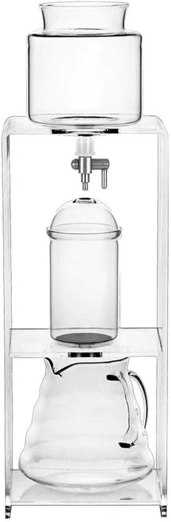Cold Brew Drip Tower, Ice Coffee Slow Drip Coffee Maker, Cold Brew Coffee Tower, with Stainless Steel Filter and Acrylic Base, Adjustable Flow, for Office Coffee Lovers(600ML)