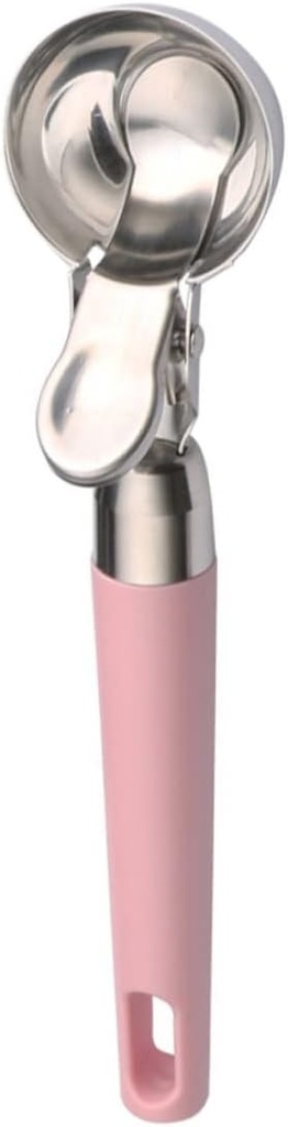 Stainless Steel Ice Cream Scoop with Smooth Shiny Surface Multifunctional Cookie Dough and Meatball Maker Lightweight Melon Ball Holder for Desserts Salads and Hard Gelato Pink