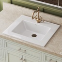 DeerValley 21"x18" Drop-In Bathroom Sink Ceramic Rectangle Vessel Sink with Overflow Vanity Bathroom Vessel Sink Bowl