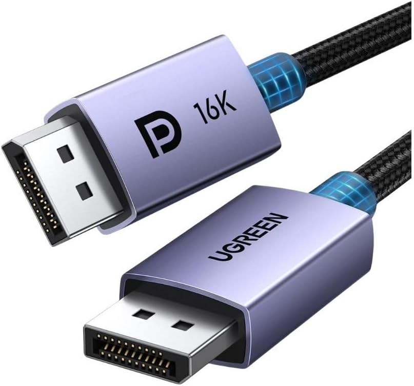 UGREEN 16K DisplayPort Cable 2.1 [VESA Certified] DP2.1 40Gbps Support 8K@240Hz 4K@240Hz HDR, HDCP, DSC 1.2a, Braided Display Port Cable Cord Compatible FreeSync G-Sync Video Card Monitor, 6.6FT