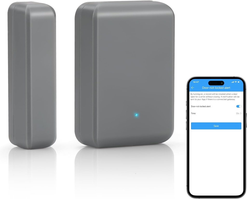 KNOBWELL WiFi Door Sensor, Smart Window Door Sensor Alarm, Door Open Detector with Alert Notification Compatible with Alexa, Entry Detector Sensor for Home Security and Home Automation