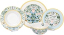 24-Piece Bone China Dinnerware Set in Gift Box, Service for 6, Porcelain Dinnerware, Tropical Dishes Set - Dinner Plates Dessert Plates Cereal Bowls Mugs (Morris' Garden)