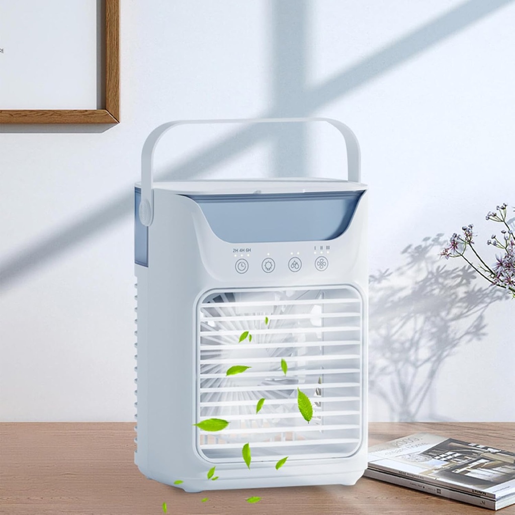 Portable Air Conditioners, Timing Evaporative Air Cooler with 20 Ounces Tank and Handle, 3 Speeds Humidifier Fan with 2 Mist Settings, 7 LED Light, Mini Cooling Air Conditioner for Bedroom...