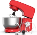 Stand Mixer, 8-Speed Tilt-Head Electric Food Mixer with Dough Hook, Wire Whip & Beater, Pouring Shield, 4.7QT Stainless Steel Bowl ( Red ) - Intexca