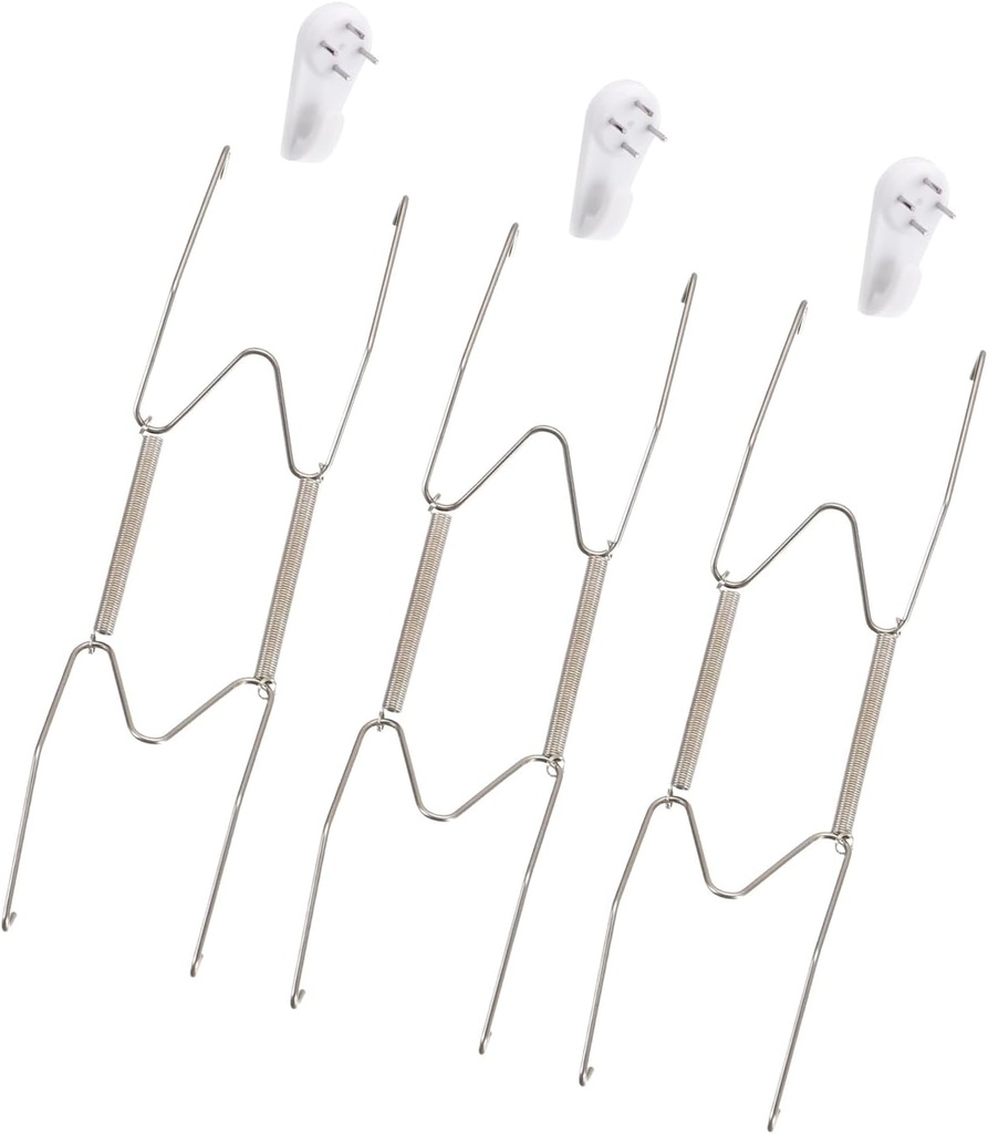 Plate Hanger - 3 Pack Invisible Wall Plate Hangers with 3 Pack Hook Fits for Decorative Plates and Arts - Stainless Steel Vertical Plate Holders - (8-inch, Silver Tone)