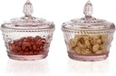 G Candy Jars with lids set of 2 Small Embossed Glass Candy Dish Bowl Jewelry Box Food Decorative Cute Jar Multi-purpose Decorative Jar Seasoning Glass Candy Jar