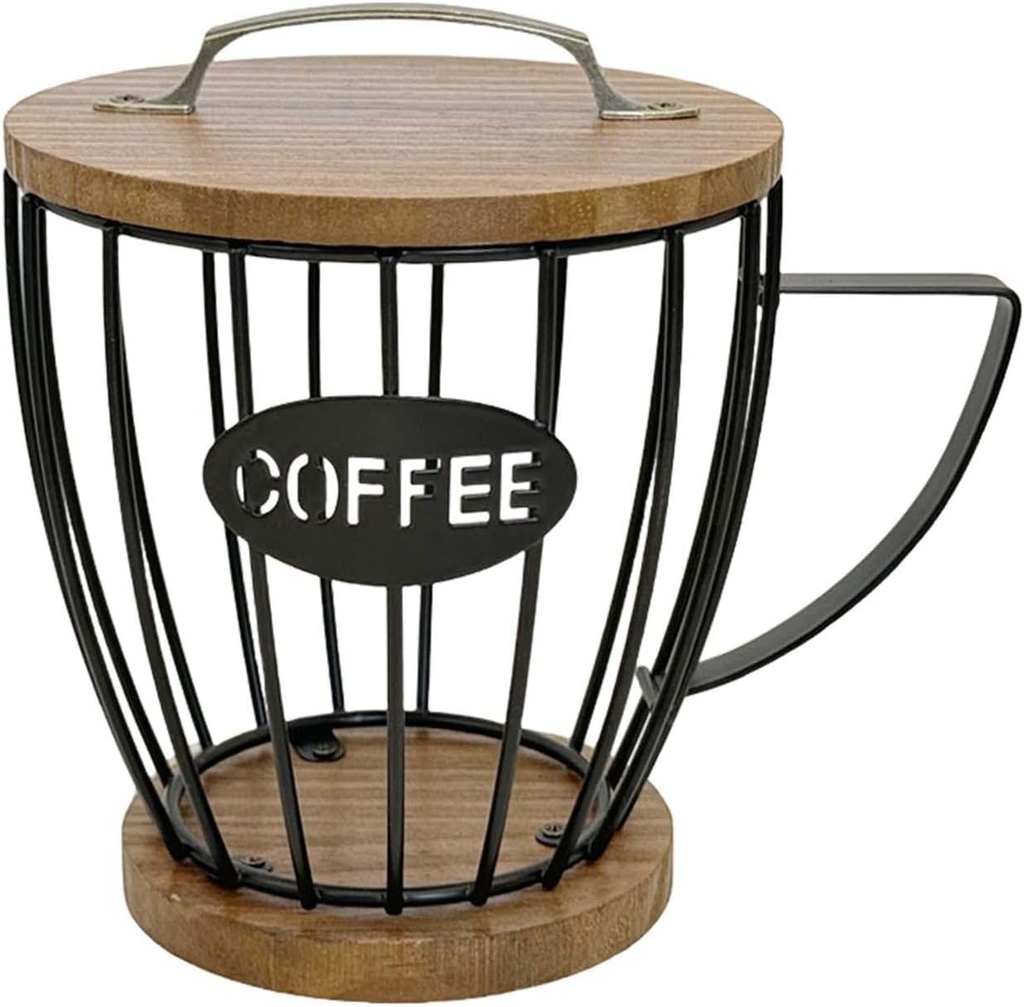 Coffee Pod Holder Storage Basket Container Capsule Holder for Countertop Kitchen Counter , Black with Lid