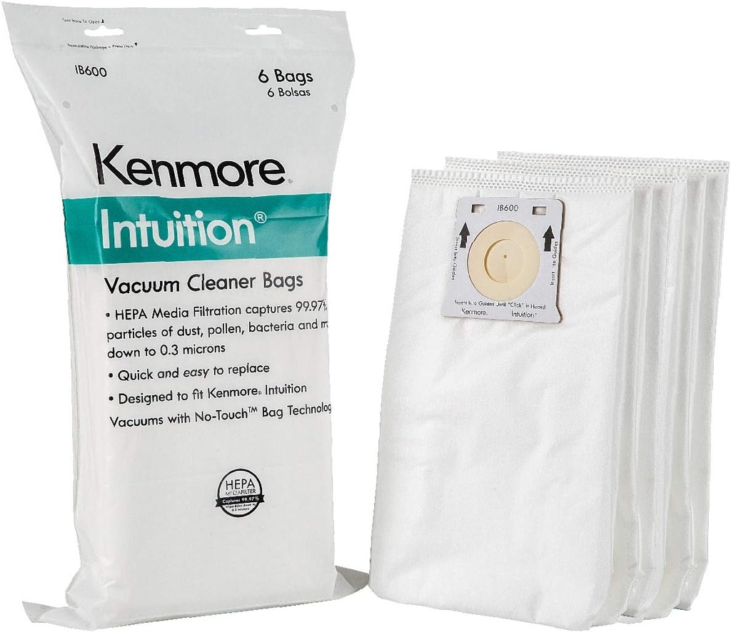 Kenmore IB600 HEPA Replacement Intuition Upright Vacuum Cleaner Bags for BU4022, BU4020, BU4018, BU4050, BU3040,White