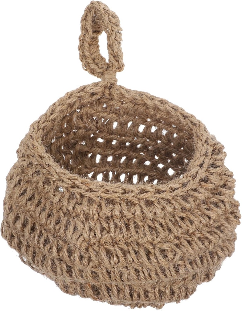 Cabilock Boho Jute Hanging Basket Wall Mount Storage for Kitchen Teardrop Woven Vegetable Onion Fruit Holder Space Saving Multifunctional Organizer for Garlic Home and Restaurant Decor