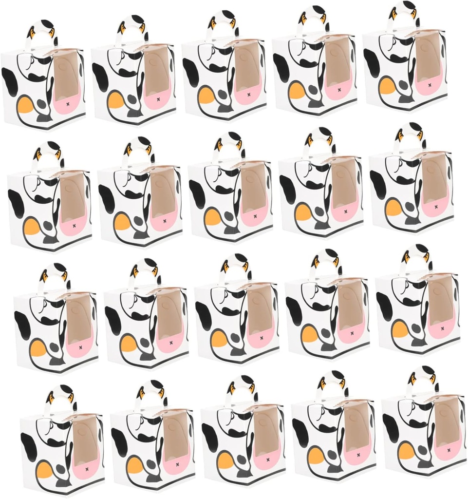 STOBAZA 20pcs Cartoon Cake Boxes Window and Base Multi-function Cupcake Containers for Desserts for Birthdays Parties and Events