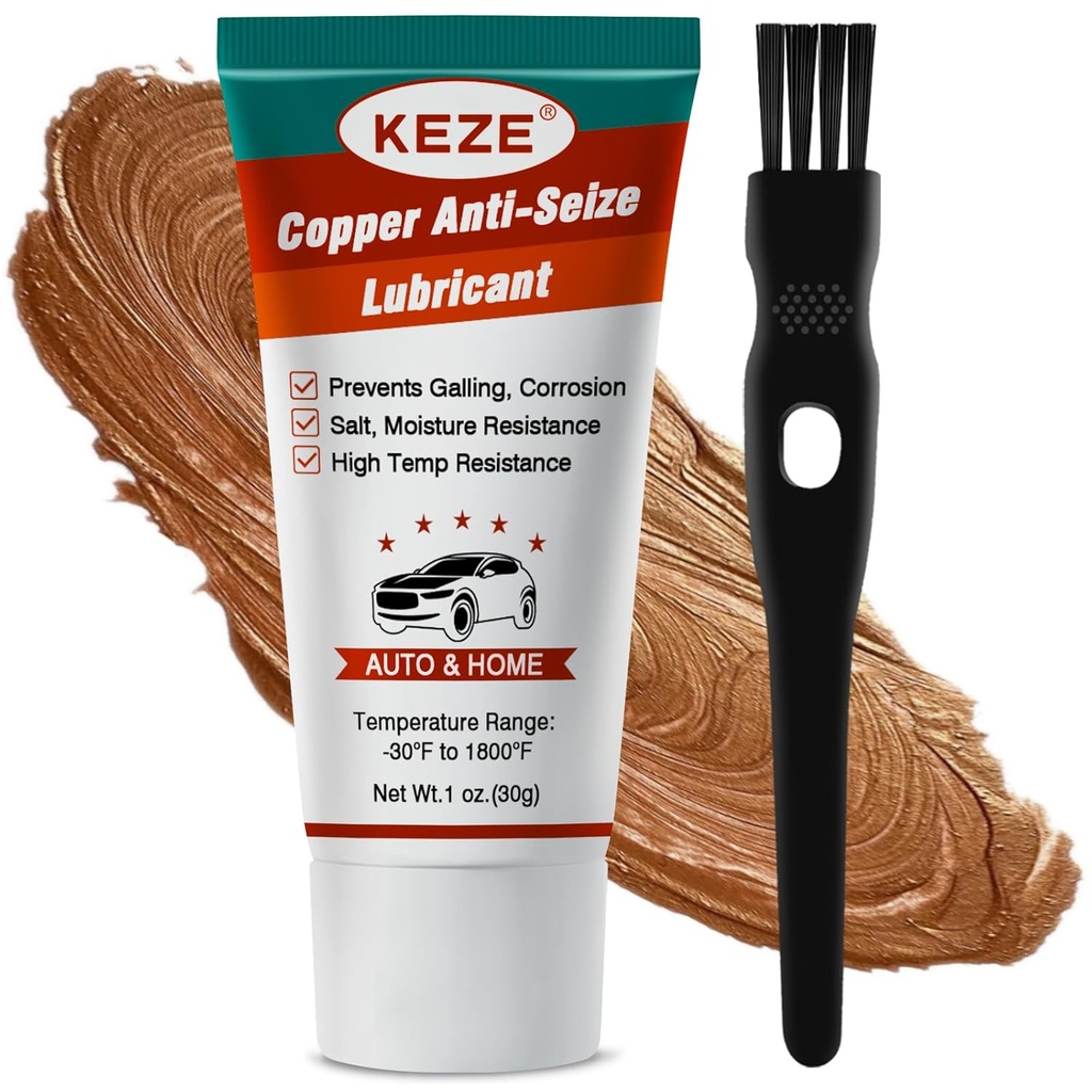 Keze Copper Anti Seize Thread Lubricant Grease Antiseize Compound Lubrication for Automotive Spark Plug Bolts and Nuts Prevent Rust and Corrosion High Temp Resistant 1 Oz-1 Pack