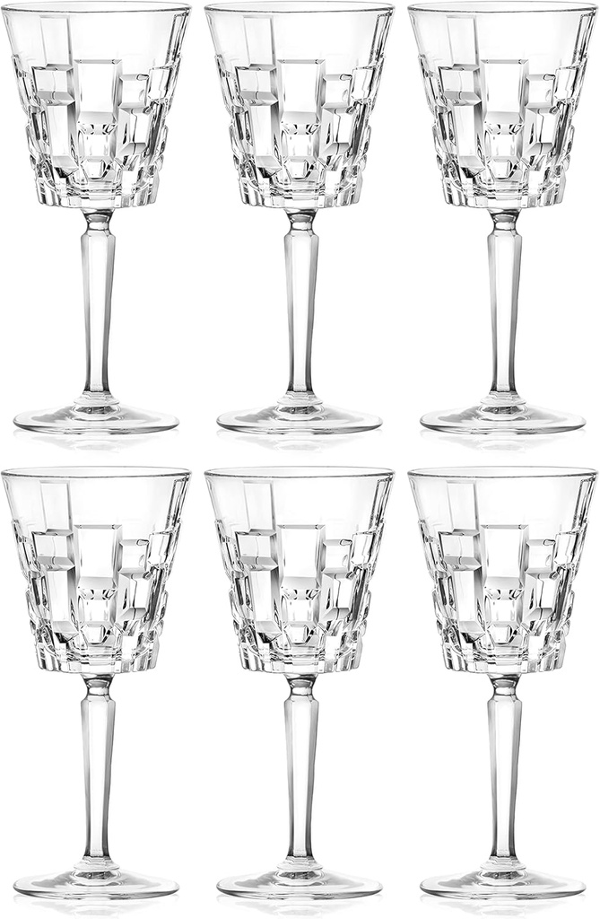 Barski Wine Glass - Goblet - Red Wine - White Wine - Water Glass - Stemmed Glasses - Set of 6 Goblets - Crystal like Glass - 9.3 oz. Beautifully Designed Made in Europe
