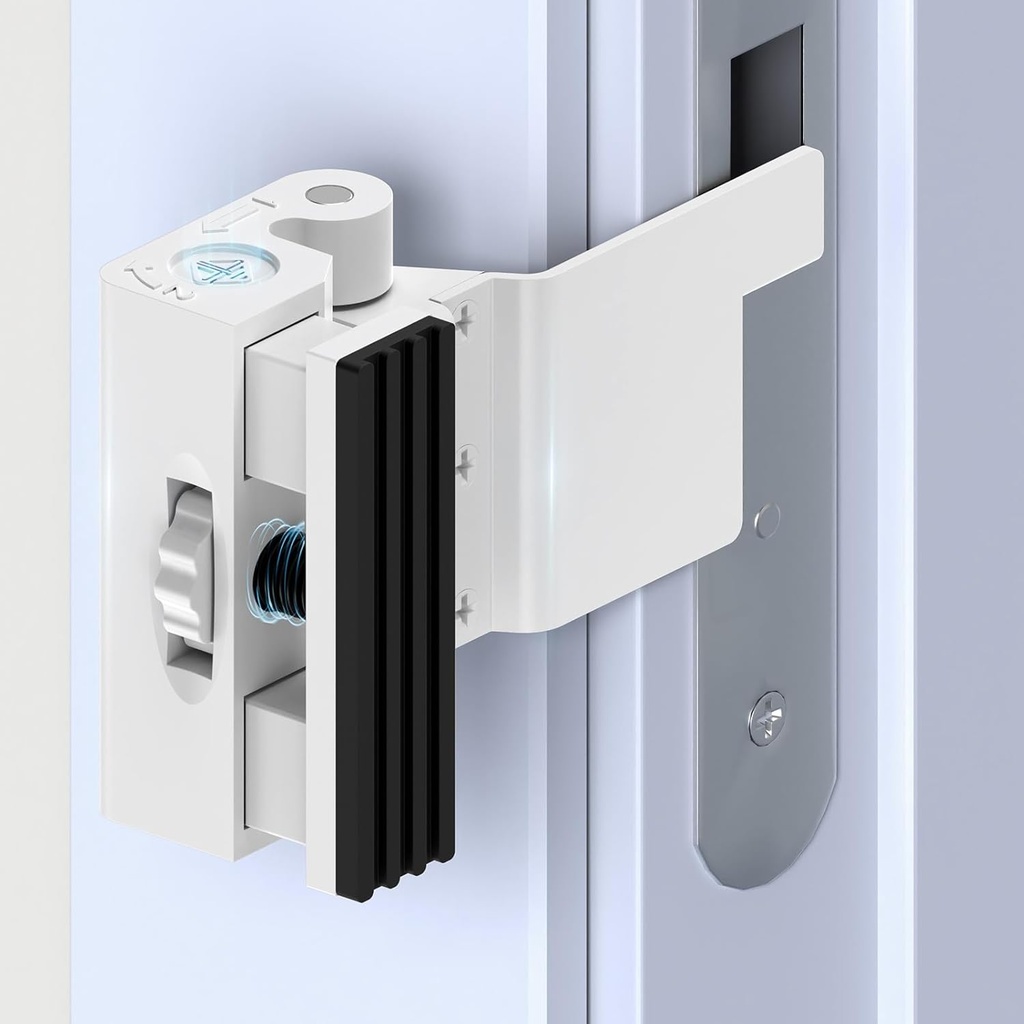 Upgraded Portable Door Lock for Travel - No Drilling Security Reinforcement Flip Lock, Anti-Unauthorized Entry, Fits Inward-Opening Doors for Apartment, Hotel (White-1 Pc)