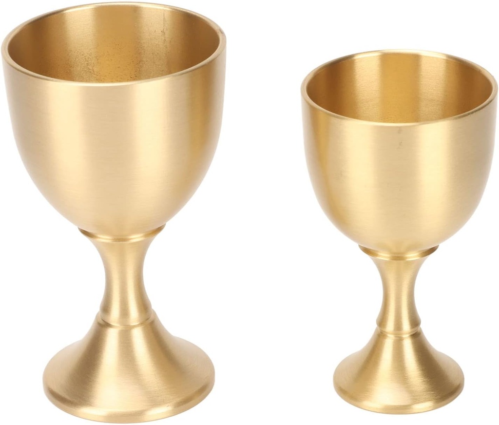 Mini Chalice Goblet, Set of 2 Vintage Goblet Chalice Gold Handmade Premium Wine Cup Zinc Alloy Shot Glasses for Weddings, Royal Medieval Decor