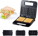 Small Sandwich Maker,Electric Waffles Maker， Sandwich Maker 3 In 1 ， Bubble Egg Cake Oven Breakfast Waffle Machine， With Removable Plates