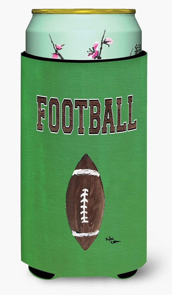 Caroline's Treasures 8487TBC Football Tall Boy Hugger Can Cooler Sleeve Hugger Machine Washable Drink Sleeve Hugger Collapsible Insulator Beverage Insulated Holder