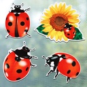 4 Pairs Screen Door Magnets Ladybug and Sunflower Double Sided Flexible Screen Door Magnets for Garage Patio Window Multi Magnetic Decorations, 4 Styles