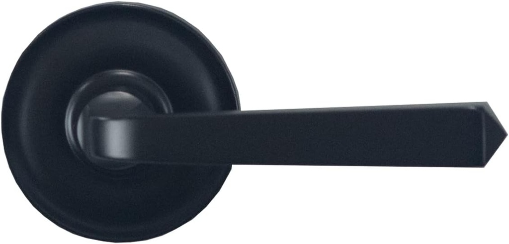 Bravura 334SB Helen Lever Passage Lockset with Modern Round Trim Reversible Adjustable Door Handle Lever for Hallway/Office, Matte Black