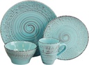 Elama Malibu Waves 16-Piece Stoneware Dinnerware Set Turquoise ELM-MALIBU-WAVES (935102701M)