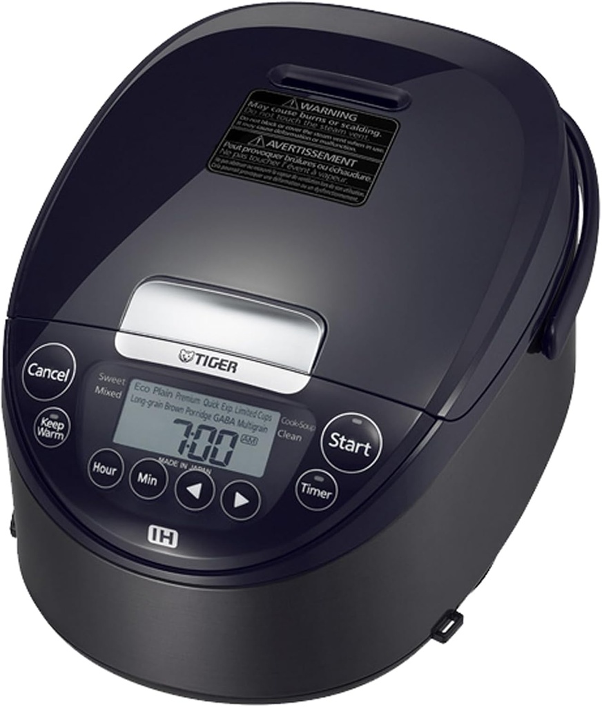Tiger JPW-H18U Induction Heating Rice Cooker and Warmer with 14 Menu Presets and LCD Display (10-Cup, Mauve Black)