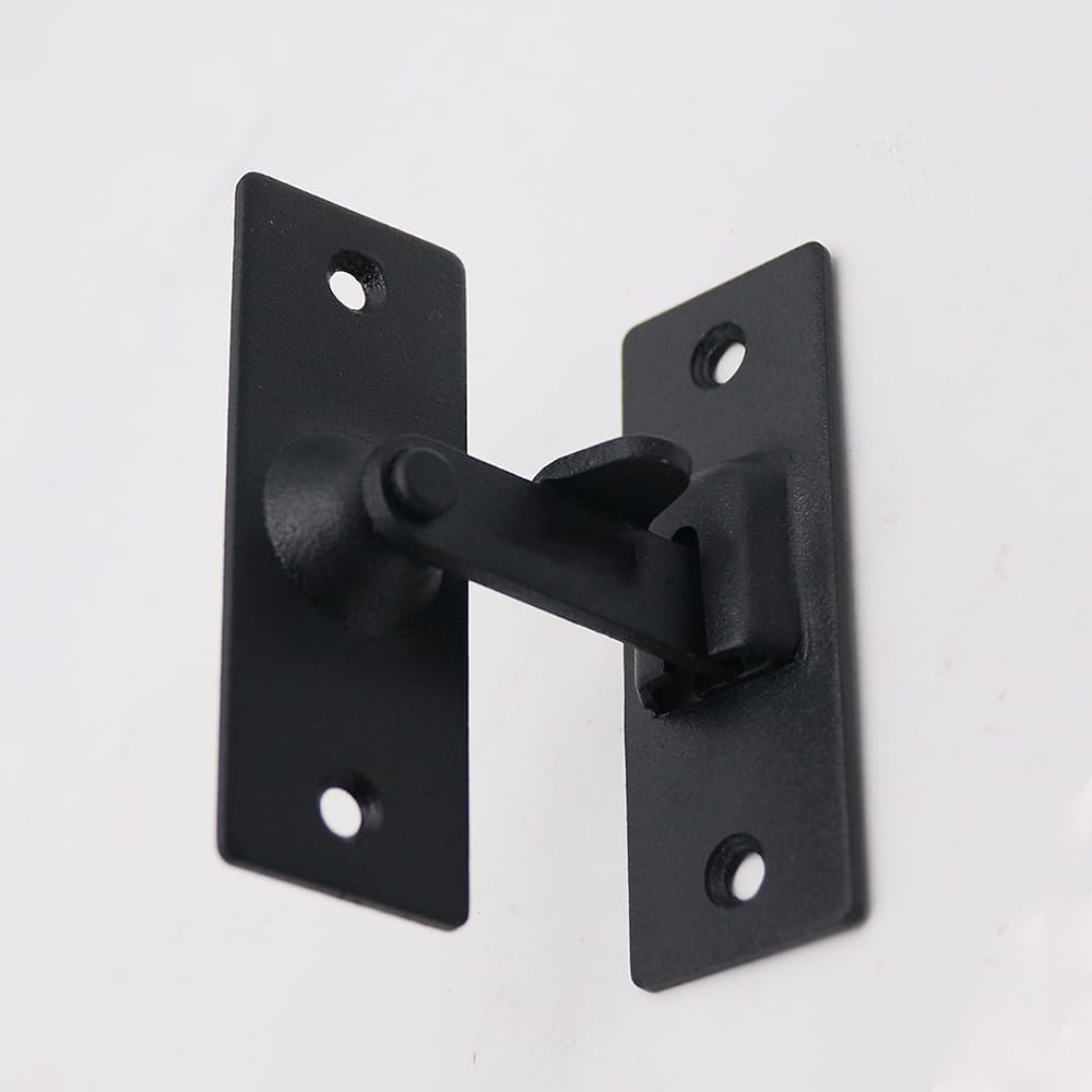 Large 90 Degree Right Angle Door Lock，304 Stainless Steel Sliding Door Latch，Barn Door Lock flip Door Lock Curved Door Buckle (Black)