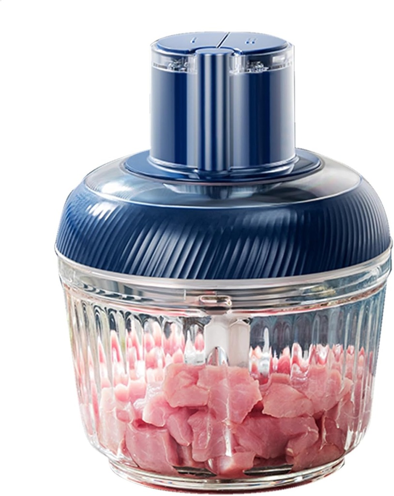 Food Processor with Two-speed Adjustment, Electric Food Chopper with Thickened Stainless Steel/heat-resistant Glass Bowl, for Mincing Garlic, Minced Ginger, Minced Meat or Pureed Ingredients(Blue)