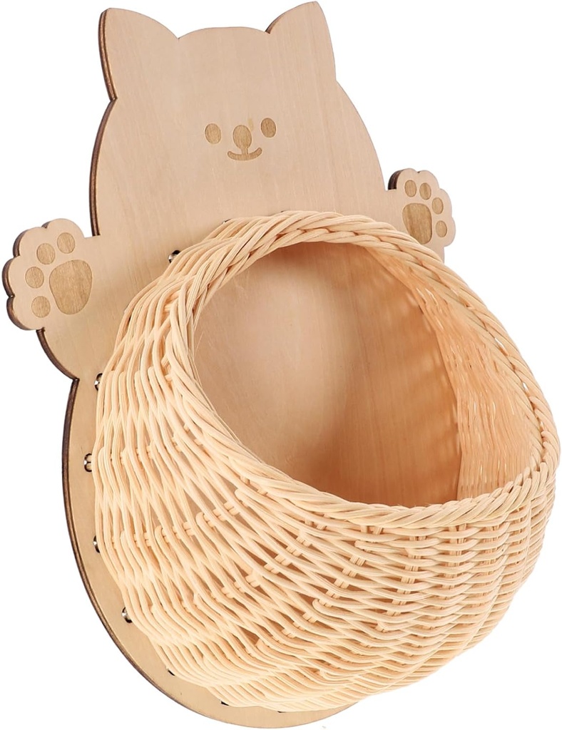 Rattan Hanging Basket Fruit Rack Kitchen Wall Basket Decorative Storage Woven Hanging Hanger