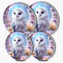 Beautiful Owl Electric Stove Burner Covers, Set of 4 Round Stove Burner Covers, 8 and 10 Inch, Colorful Flowers Gas Stove Burner Covers, Metal Stove Burner Cover, Modern Cooktop Decorative