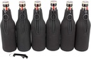 sunkey Beer Bottle Insulator Sleeves 6 Pack Neoprene Beer Bottle Covers with Ring Zipper Bottle Opener for 12 oz/330 ml Bottles (Black)