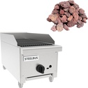 12 Inch Commercial Gas Lava Rock Charbroiler, Countertop Stainless Steel Grill with 1 Burner 28000 BTU, Natural Gas/Propane, Durable Cast Iron Grates, Restaurant BBQ Broiler