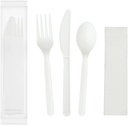 GreenWorks 6" Compostable CPLA Cutlery Kits, BPI Certified 200 Sets (Fork, Spoon,Knife,Napkin 4 in 1) Individually Wrapped With Compostable Bags，Alternative to Plastic Disposable Utensils