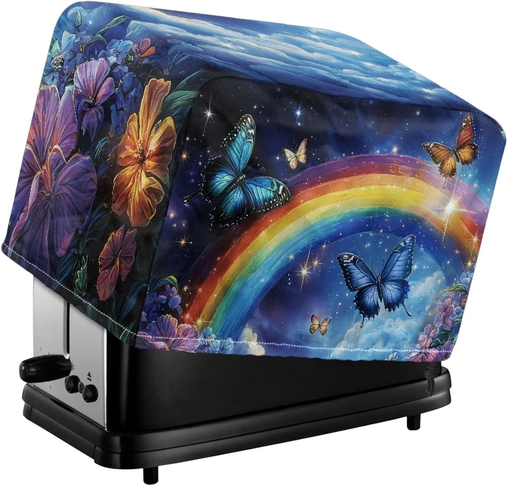 Toaster Cover, Rainbow Dustproof 2 Slice Toaster Bread Maker Cover Small Kitchen Appliance Cover Fingerprint Protection Waterproof Toaster Cover for Most Toasters Home Decor