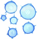 Flexible Silicone Stretch Lids Round Reusable Food Covers For Bowl Cup Dish Silicone Food Wrap Food Grade 6pcs (Blue)