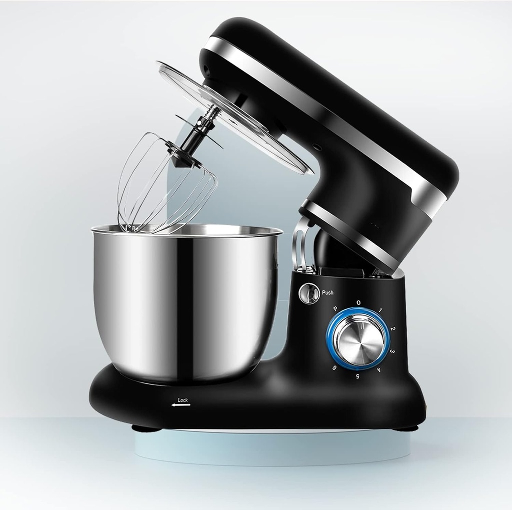 Stand Mixer in Home Kitchen Tilt-Head 1200W Pure Copper Motor Kitchen Electric Mixer,5QT 6 Speed Food Dough Mixer, Kitchen Electric Mixer with Stainless Steel Bowl,Dough Hook,Whisk, Beater,Black