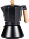 Moka Pot Stovetop Espresso Maker Classic Italian Style Coffee Maker Pot Natural Wood Handle (6 Cups)