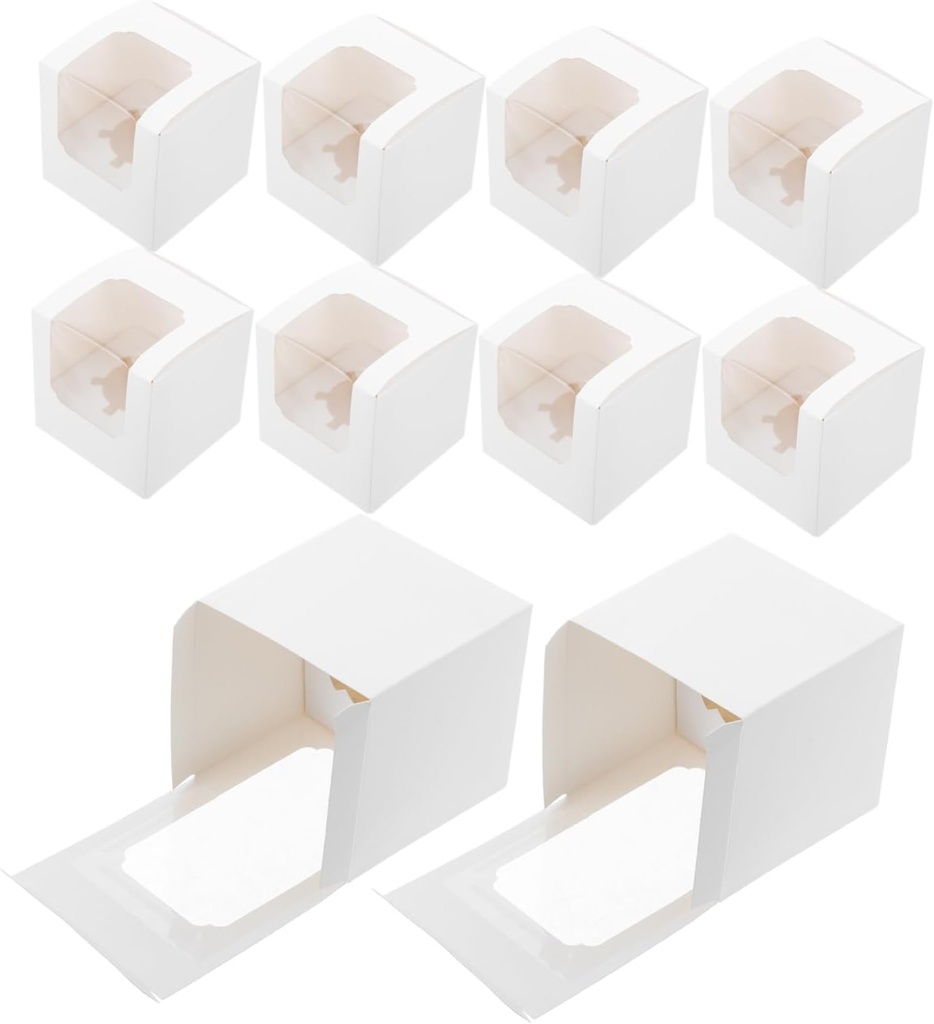 20pcs Individual Cupcake Boxes with Window Display Cupcake Holders Versatile Packaging for Tarts Pastries for Bakery and Special Events