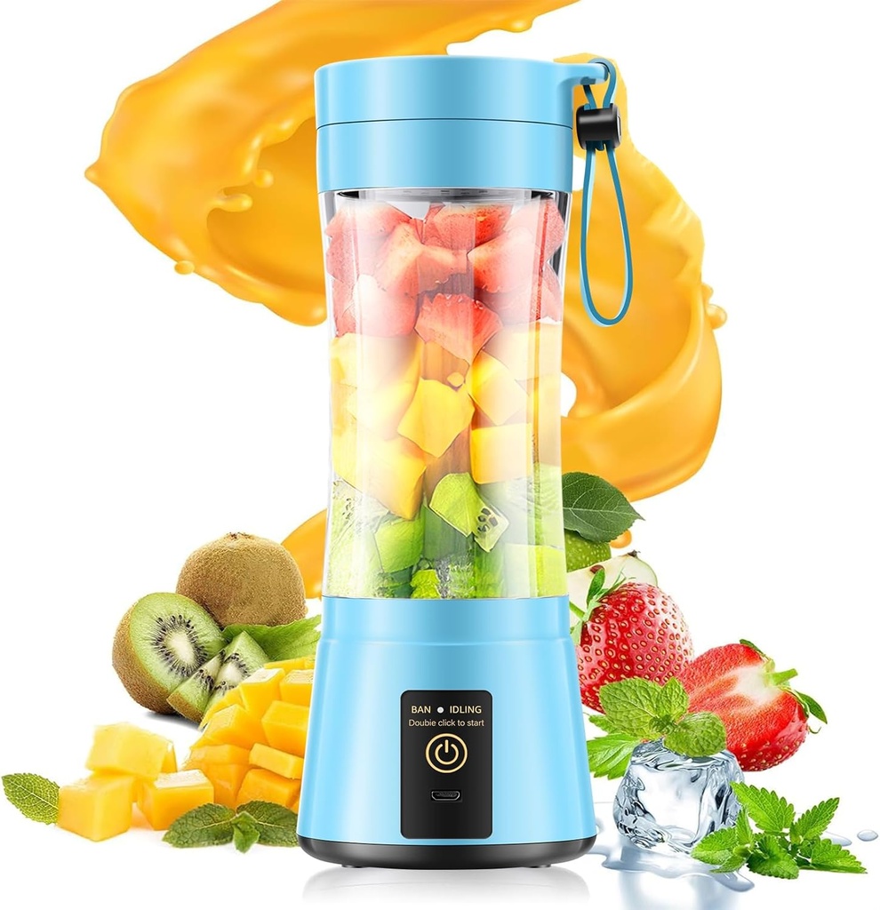 Portable Blender for Smoothies & Shakes - Personal Blender with 12Oz Traveling Cup, BAP Free, 6 Stainless Steel Blades, Freshly Squeezed for Office/Picnic/Sports