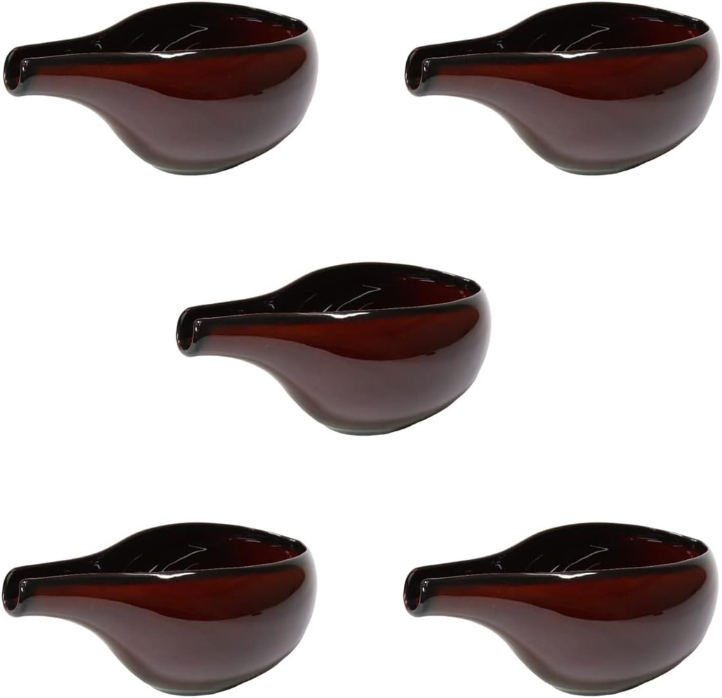 せともの本舗 Set of 5 Cold Sake, Urushi Brown Lotus Shaped Cold Sake Pot, 6.7 x 3.5 x 3.3 inches (17 x 9 x 8.3 cm) (250cc) Japanese Tableware, Sake Pot, Restaurant, Ryokan, Izakaya, Commercial Use