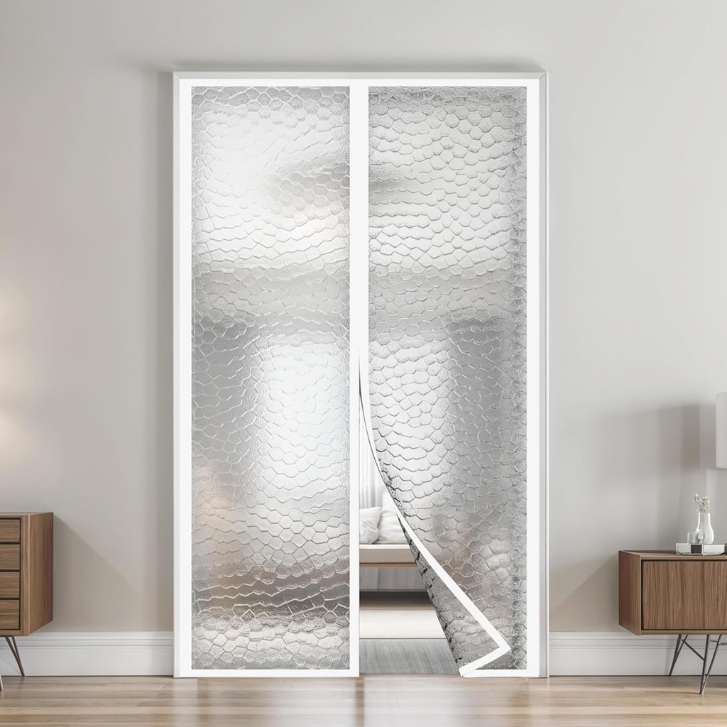 Air Jade Magnetic Insulated Door Curtain, Thermal Insulated Self-Closing Screen Door for Patio, Bedroom, Air Conditioner Room, Keep Warm in Winter and Cool in Summer, Fit Doors Up to 34"×80"
