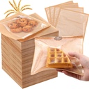 Yeaqee 1000 Pcs Bakery Bags 7.1 x 7.5 Inches Heat Sealable Donut Bag with Window Paper Sandwich Bag Grease Resistant Cookie Packaging Kraft Sleeves for Pastries Snacks Egg Biscuits Treat (Brown)