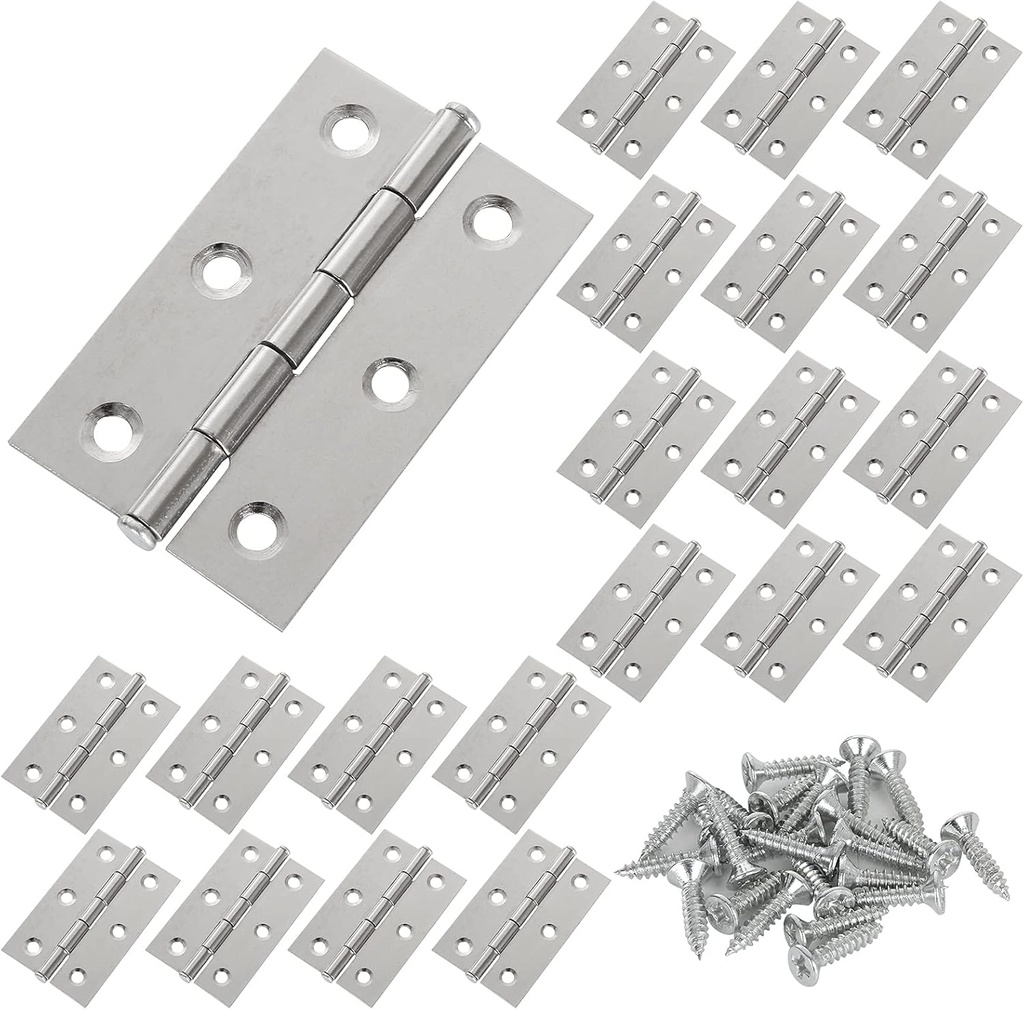 30PCS 2.75" x 1.7" Stainless Steel Hinges - Small Butt Hinges for Wooden Box - Folding Cabinet Closet Door Hinge for Jewelry Box Home Furniture Hardware Window(with 180 Mounting Screws)