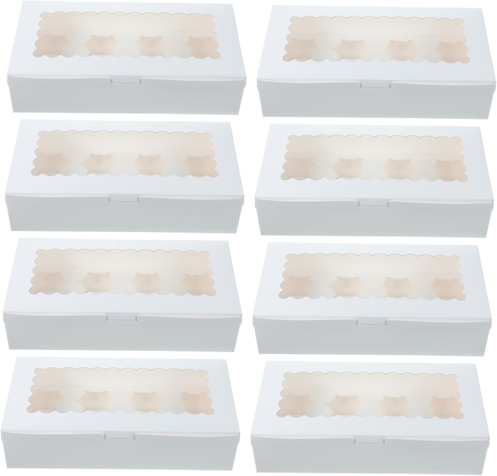PRETYZOOM 10Pcs Cupcake Packaging Boxes with Window Small and Treat Storage for Cookies Candies and Pastries for Weddings and Parties