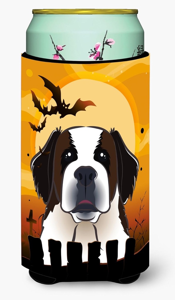 Caroline's Treasures BB1804TBC Halloween Saint Bernard Tall Boy Hugger Can Cooler Sleeve Hugger Machine Washable Drink Sleeve Hugger Collapsible Insulator Beverage Insulated Holder
